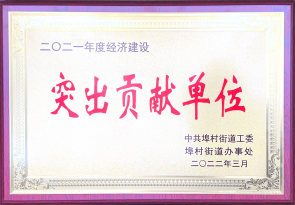 2021年度經(jīng)濟建設突出貢獻單位